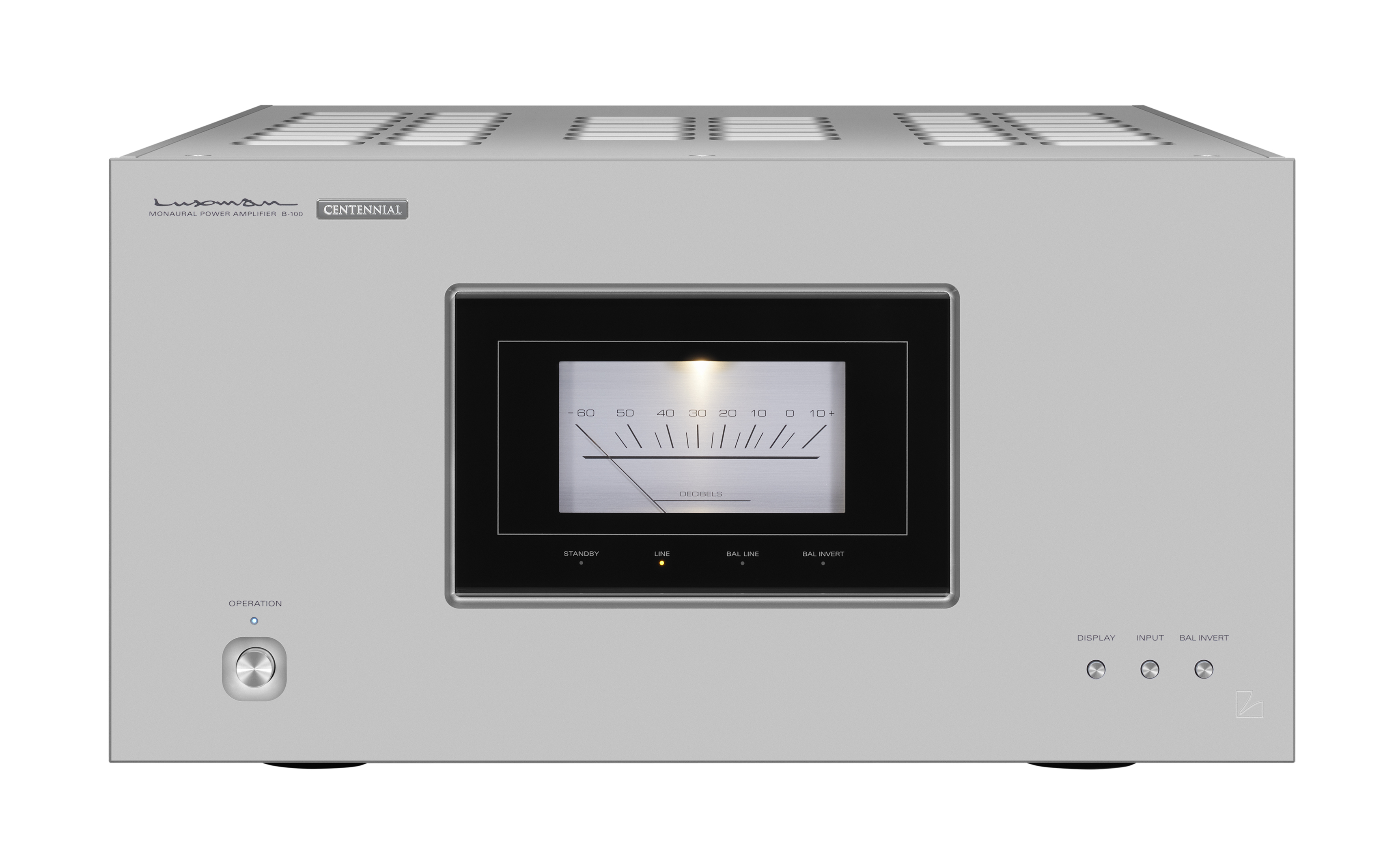 Frontansicht der Luxman B-100 Centennial Mono-Endstufe
